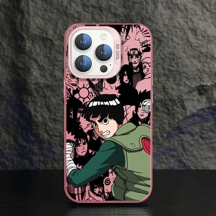 Rock Lee Taijutsu Collage Case for iPhone - Pink finish