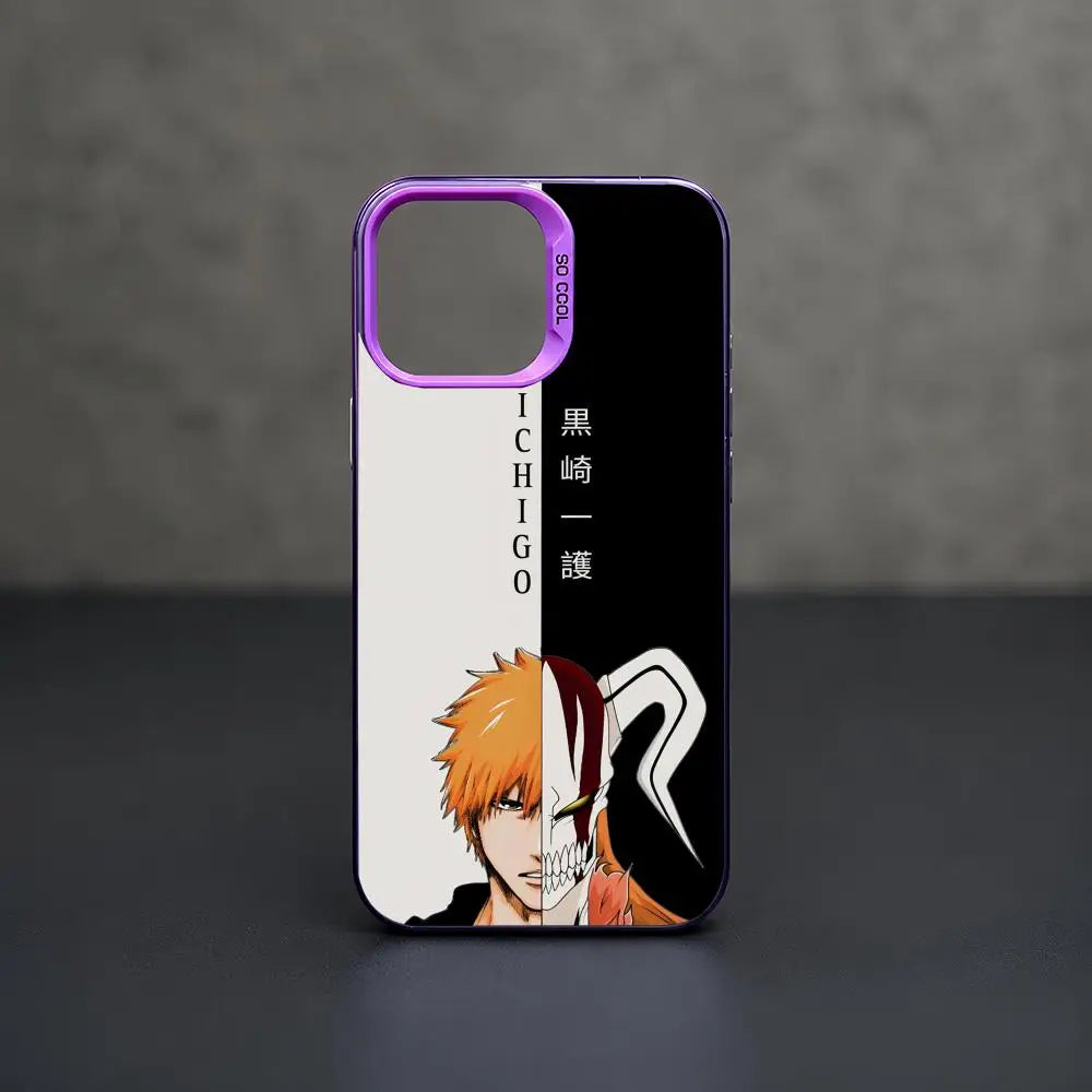Ichigo Hollow Split Portrait Case for iPhone - Purple Gradient Frame finish