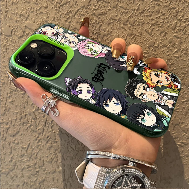 Demon Slayer Chibi Hashira Aurora Case for iPhone - Forest Green iridescent finish