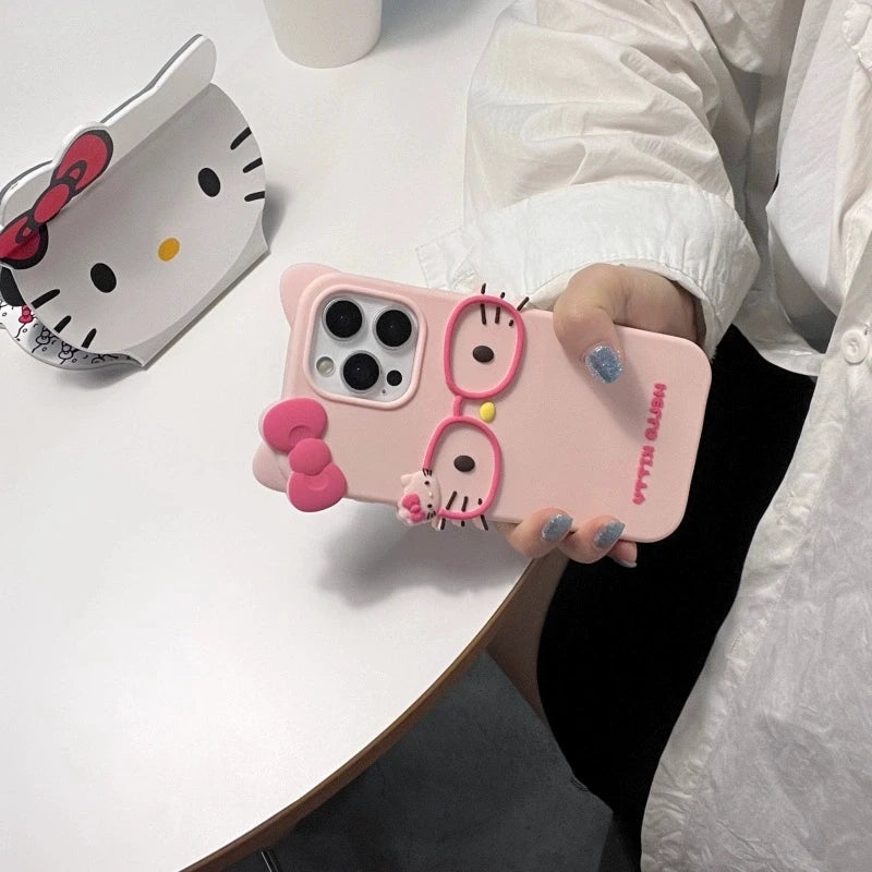 Hello Kitty Glasses Bow 3D Case for iPhone - Pink