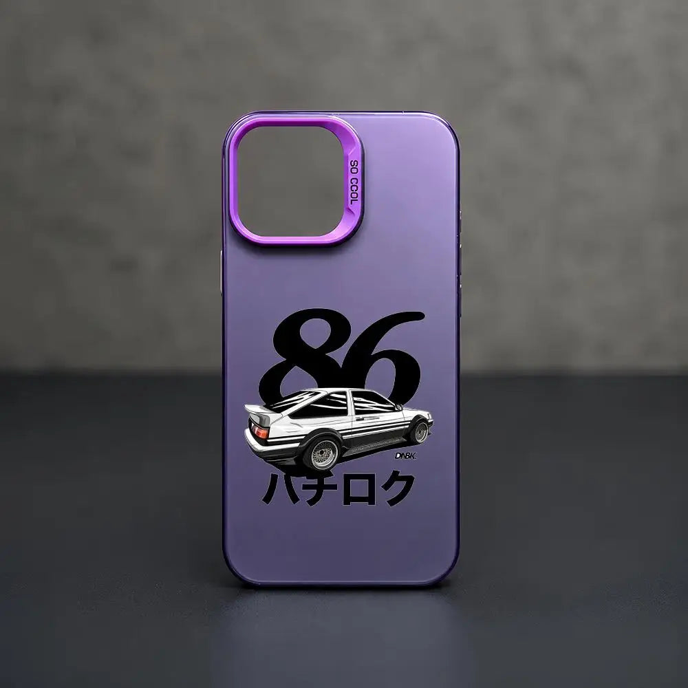 White AE86 Hatchback Emblem Case for iPhone - Violet finish