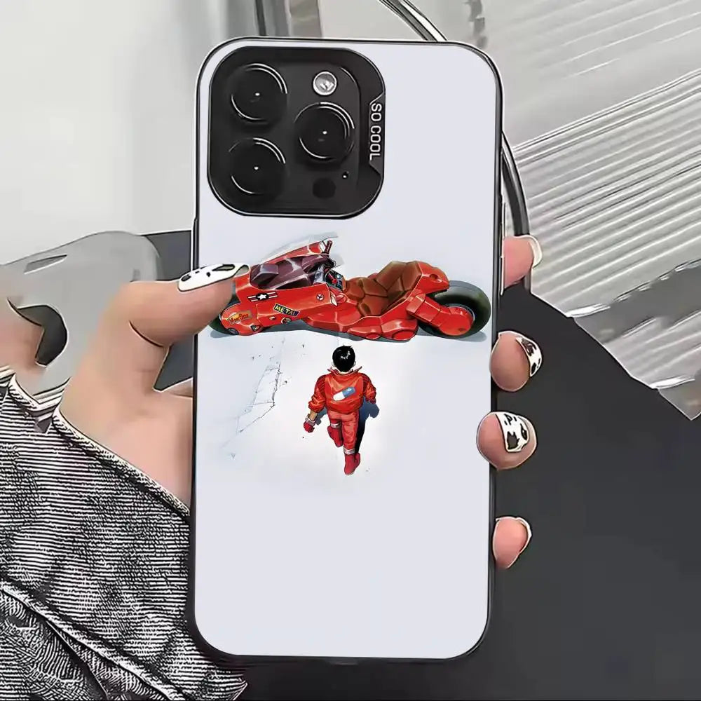 Red Motorcycle Rider Case for iPhone - White finish