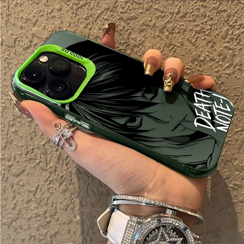 L Lawliet Death Note Portrait Case for iPhone - Neon Green finish