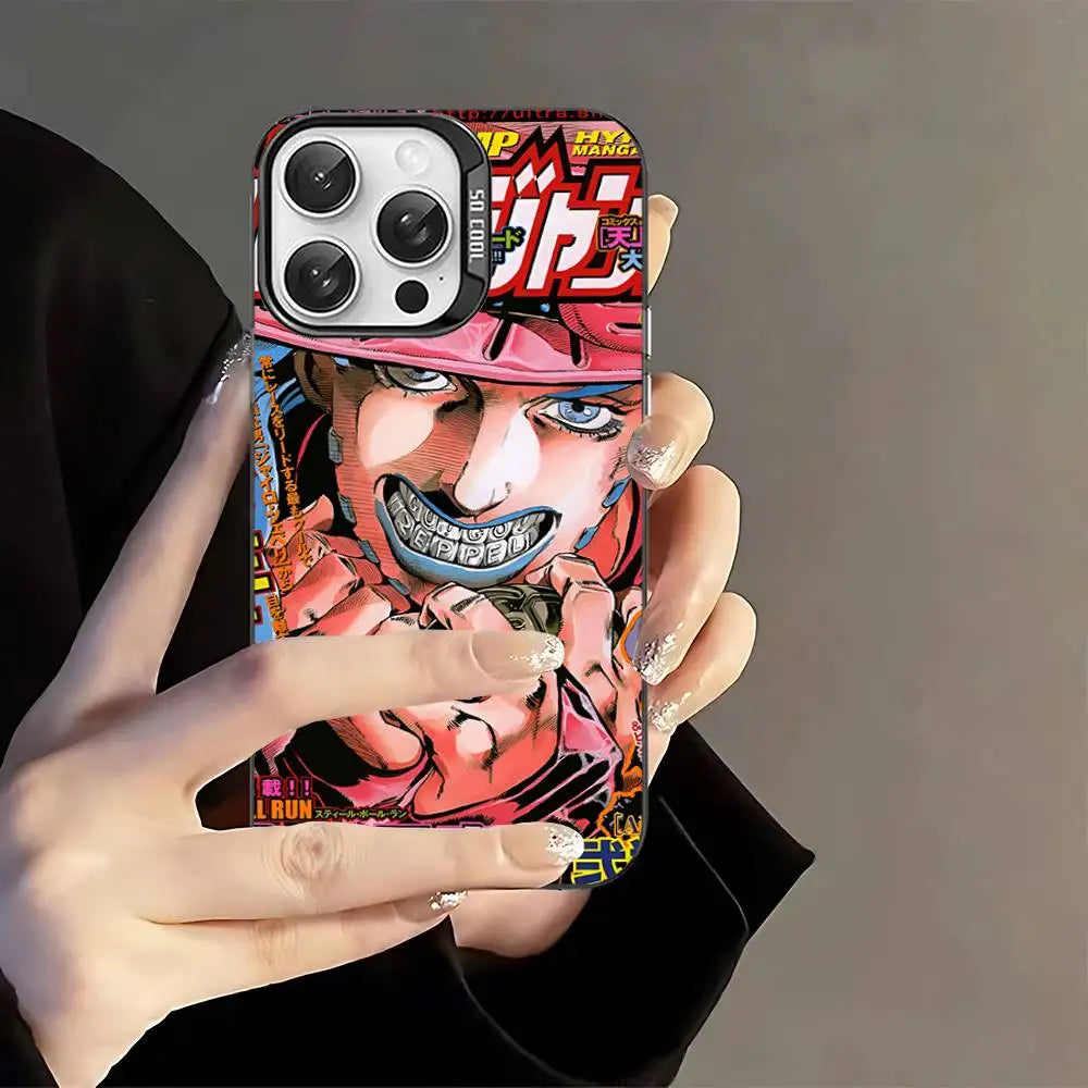 Grinning JoJo Red Manga Cover Case for iPhone - Silver Shell finish