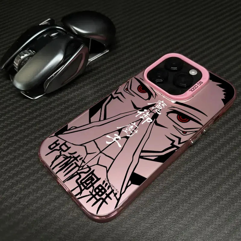 Sukuna Malevolent Hand Sign Case for iPhone - Pink finish