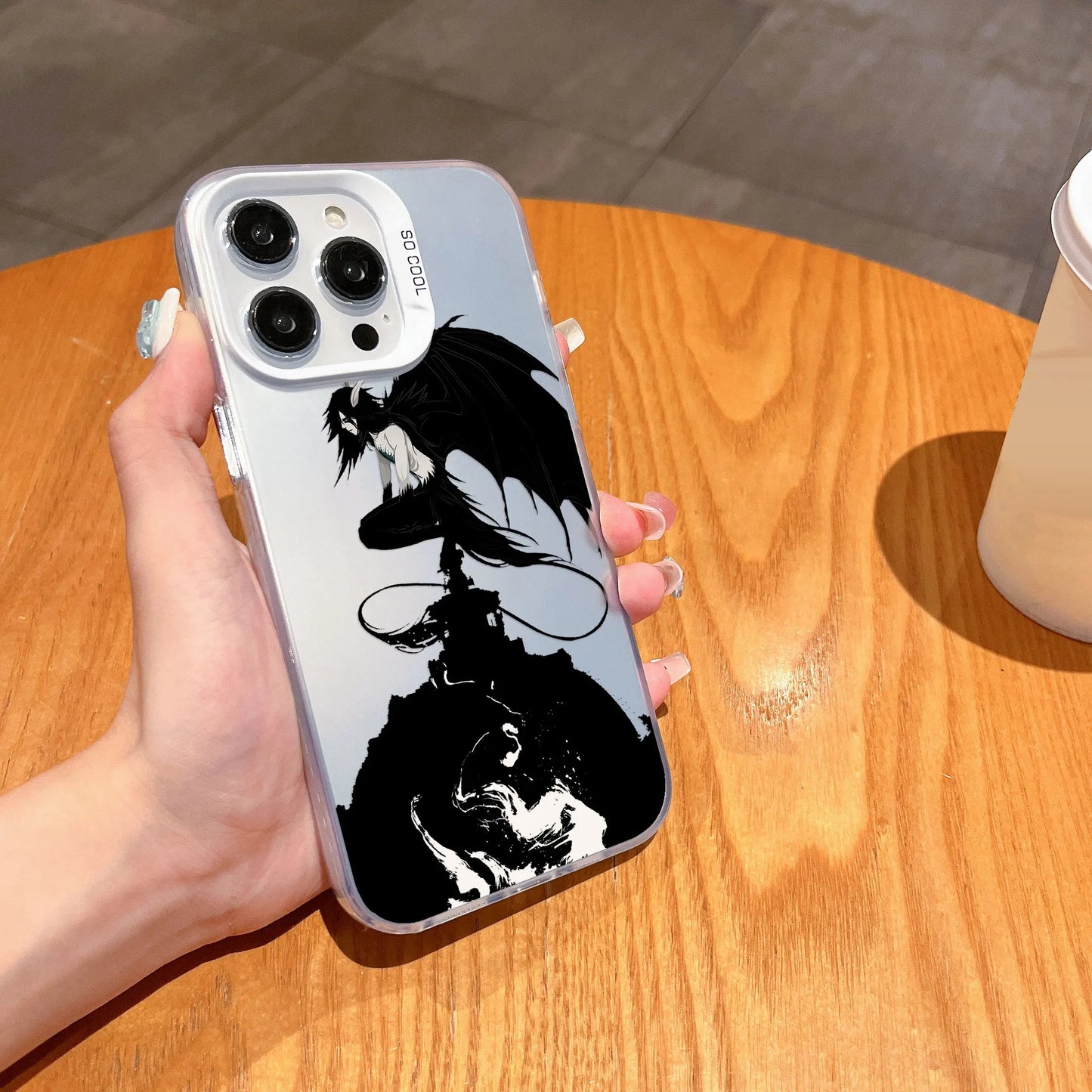 Ulquiorra Dark Wings Silhouette Case for iPhone - Frosted White finish