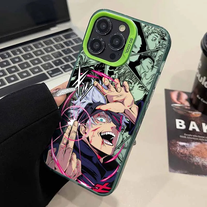 Gojo Cursed Technique Manga Case for iPhone - Green finish