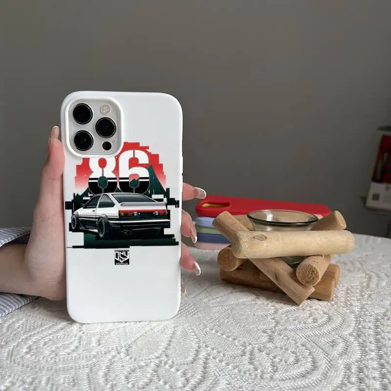 Red Black 86 Street Case for iPhone - Pearl White finish