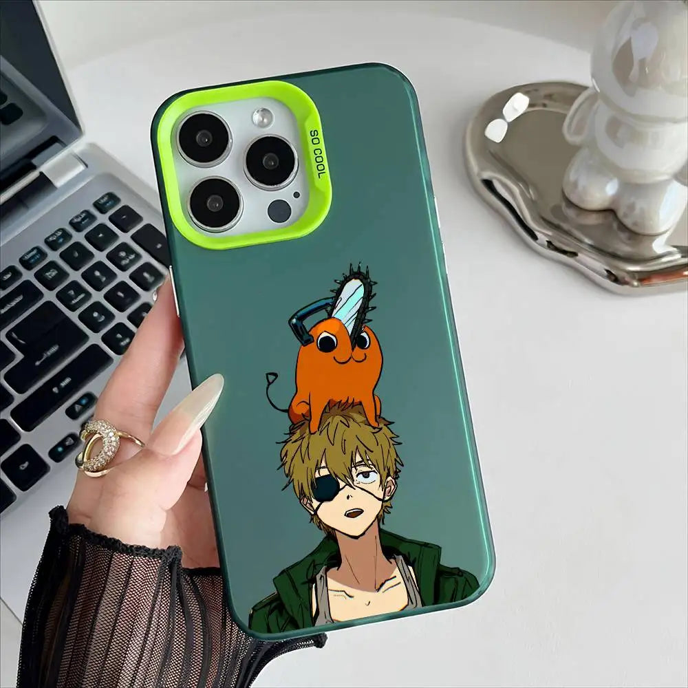 Denji and Pochita Hat Case for iPhone - Forest Green finish