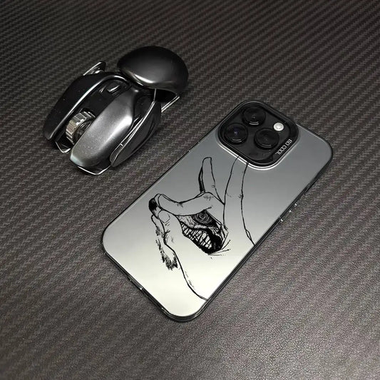 Chainsaw Man Framed Devil Head Case for iPhone - Silver Black Frame finish