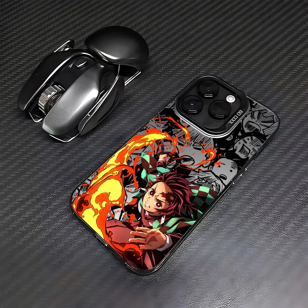 Tanjiro Fire and Water Case for iPhone - Graphite Black finish