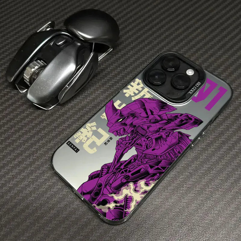 Eva Unit-01 Purple Blueprint Soft Case for iPhone - Graphite Black finish