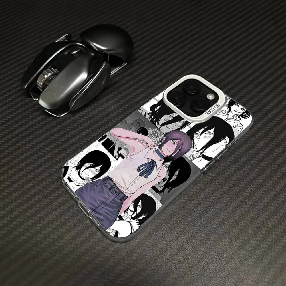 Reze Schoolgirl Manga Collage Case for iPhone - Silver White finish