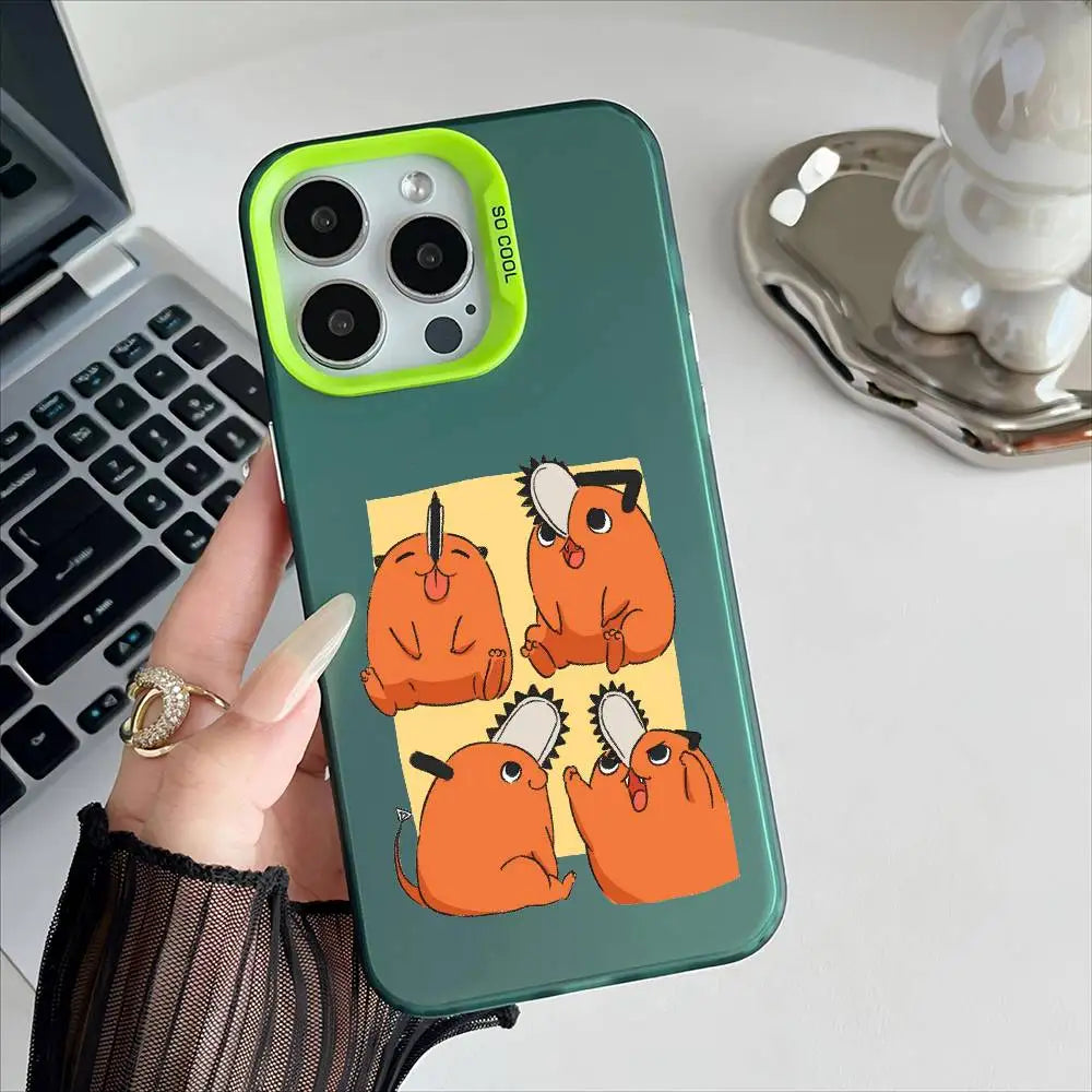 Pochita Four Moods Case for iPhone - Forest Green finish