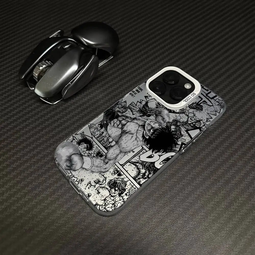 Ippo Manga Fight Collage Case for iPhone - Silver White finish