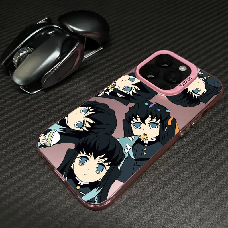 Muichiro Chibi Faces Case for iPhone - Rose Pink finish