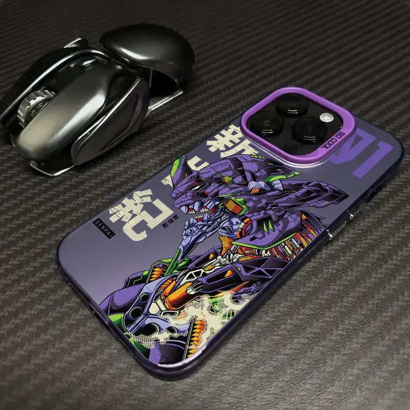 Eva Unit-01 Mecha Collage Soft Case for iPhone - Violet finish