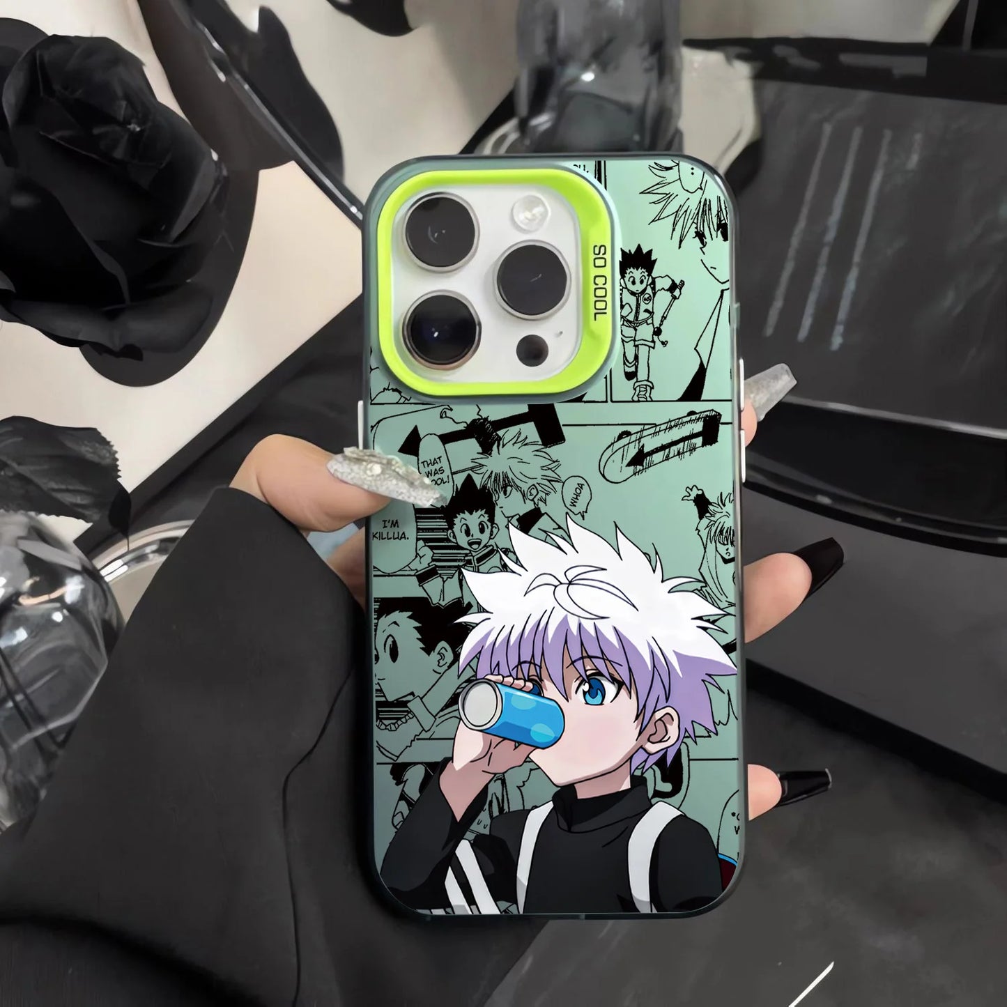 Killua Bubble Manga Collage Case for iPhone - Mint Green finish