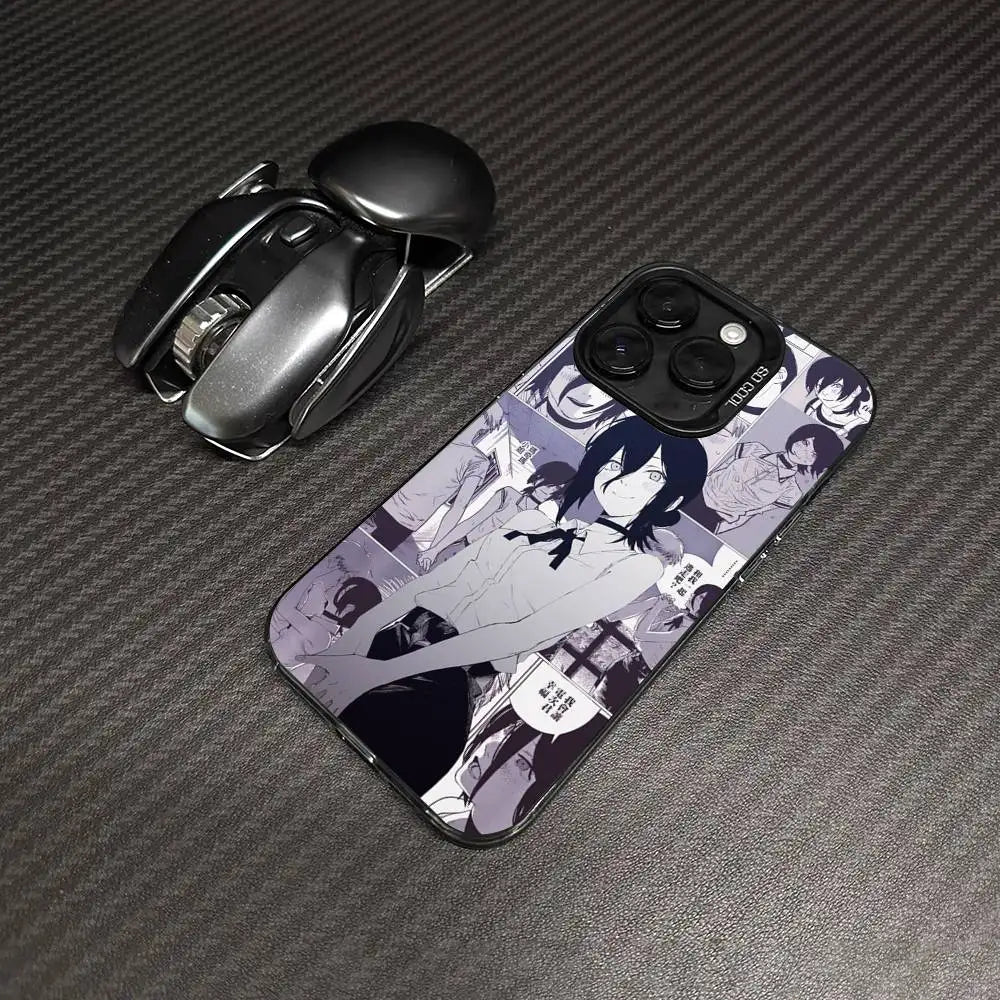 Reze Monochrome Manga Collage Case for iPhone - Graphite Black finish
