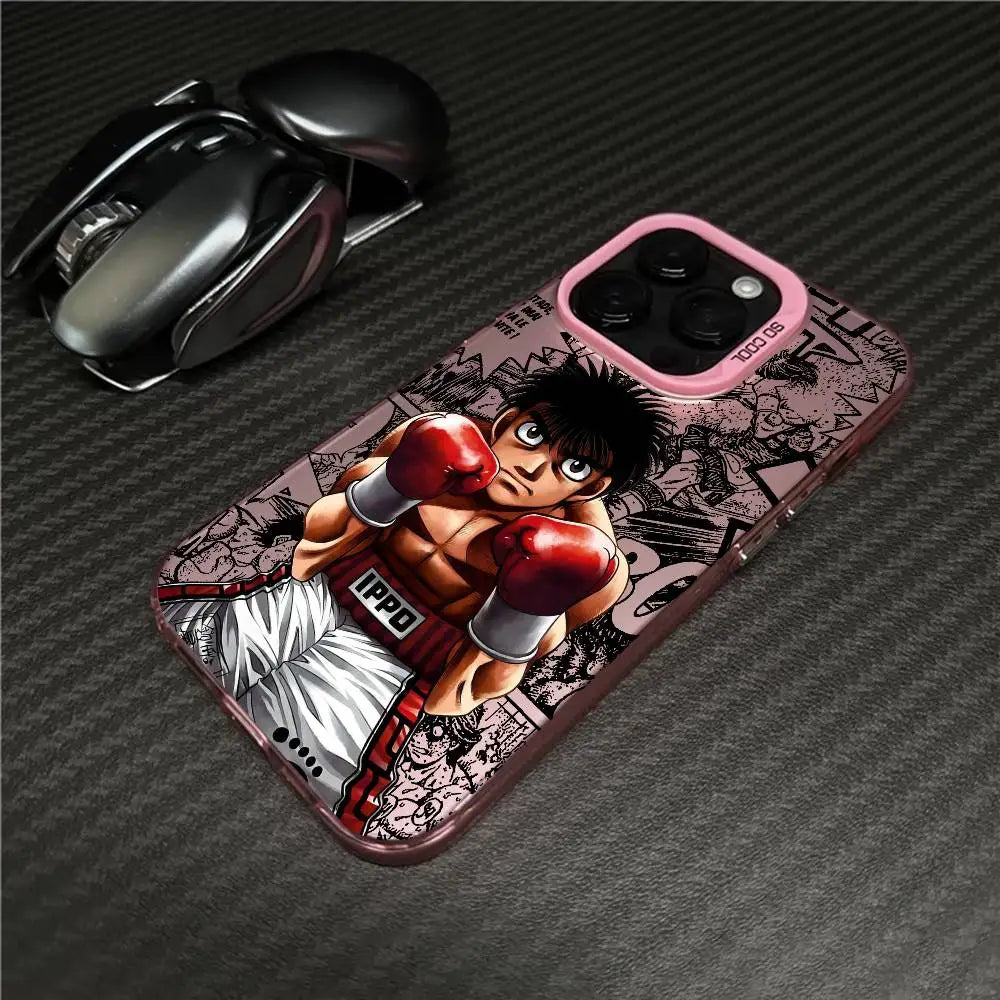 Ippo Red Gloves Manga Collage Case for iPhone - Rose Pink finish