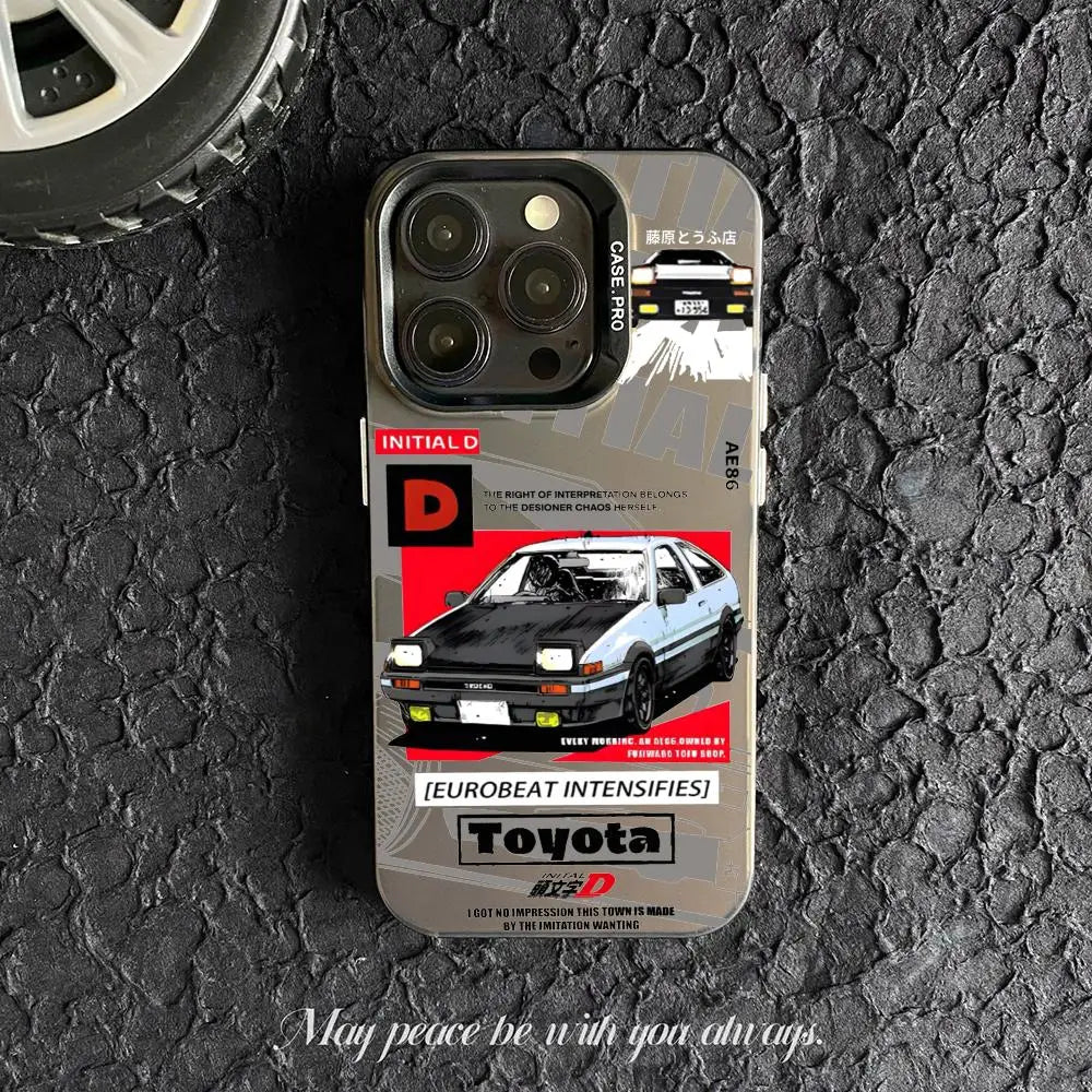 Black AE86 Eurobeat Poster Case for iPhone - Smoke Gray finish
