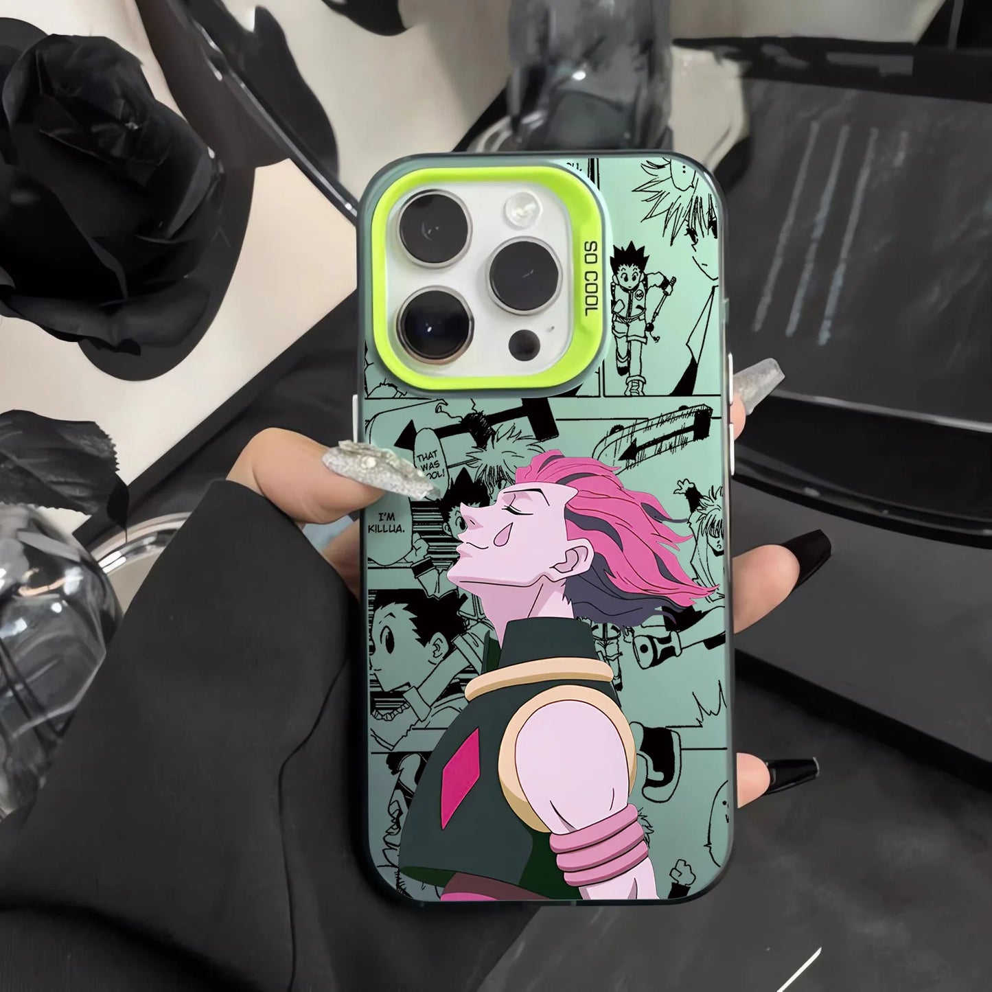 Hisoka Manga Collage Case for iPhone - Mint Green finish