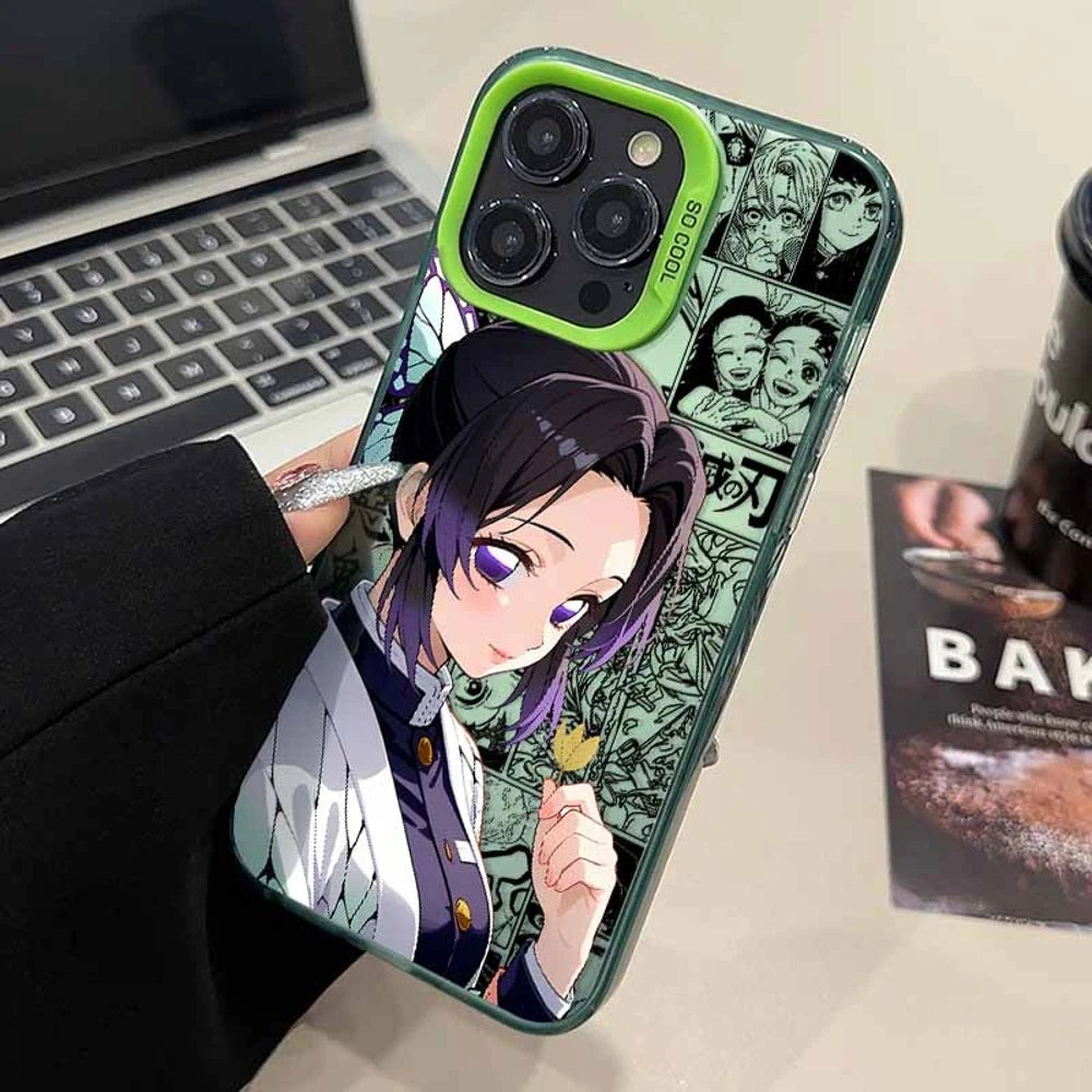 Shinobu Butterfly Manga Collage Case for iPhone - Forest Green finish