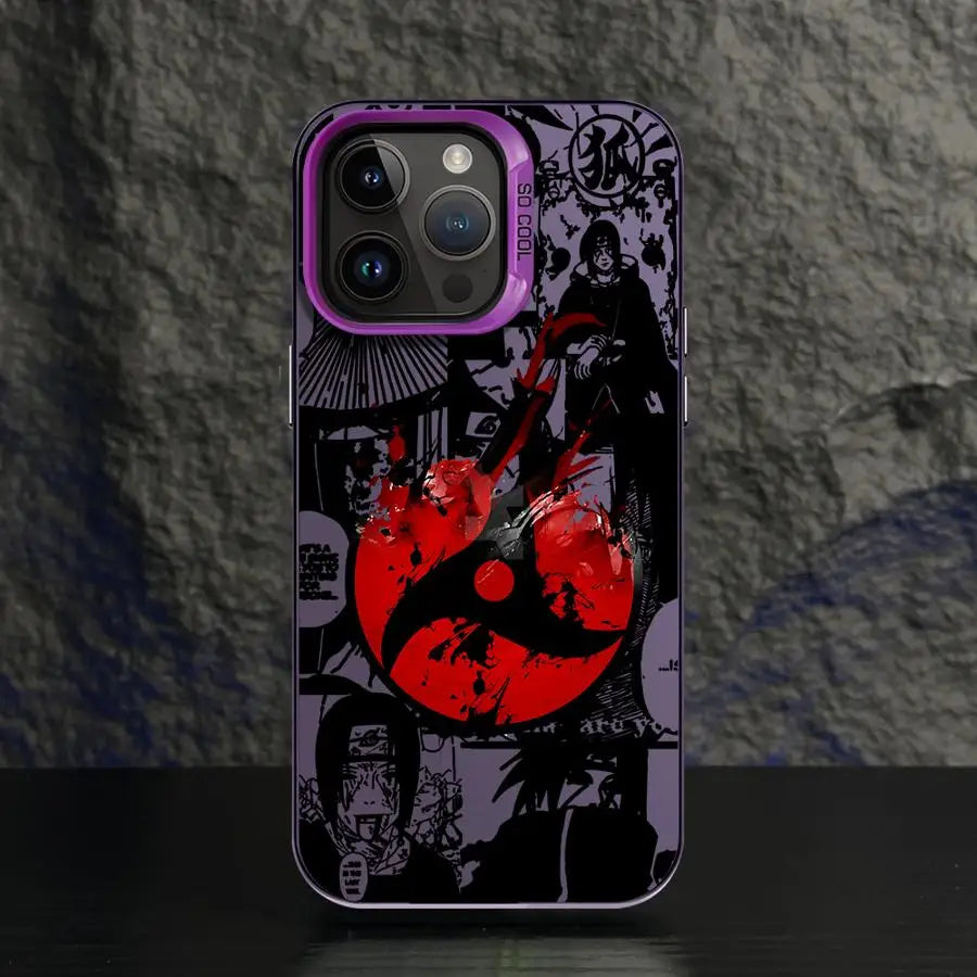 Itachi Crimson Moon Collage Case for iPhone - Purple finish