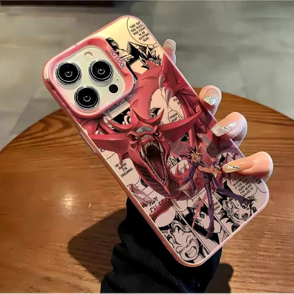 Slifer and Yami Yugi Manga Collage Case for iPhone - Rose Pink finish