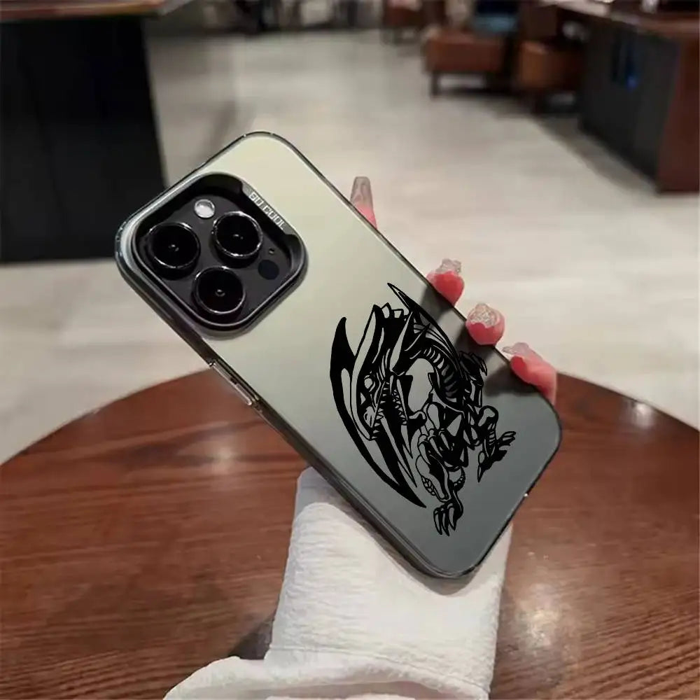 Winged Duel Dragon Emblem Matte Case for iPhone - Silver Gray finish