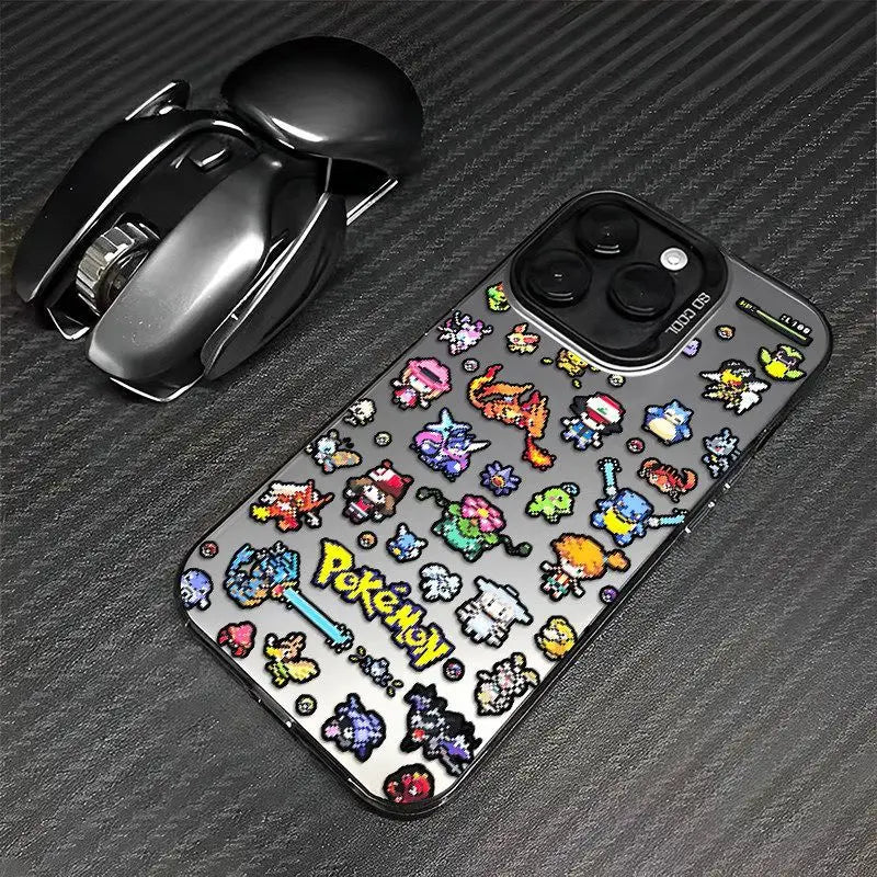 Pokémon Pixel Character Collage Case for iPhone - Smoke Black finish