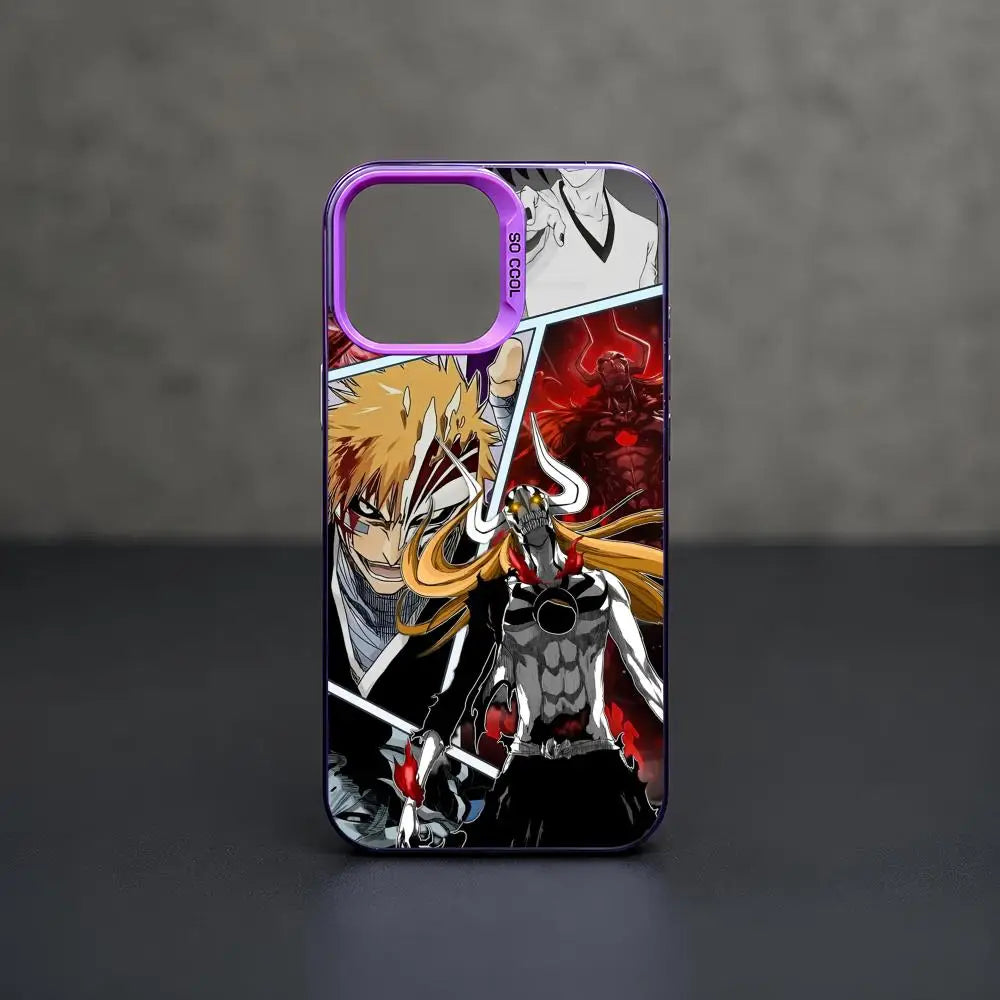 Ichigo Hollow Battle Collage Case for iPhone - Purple Gradient Frame finish