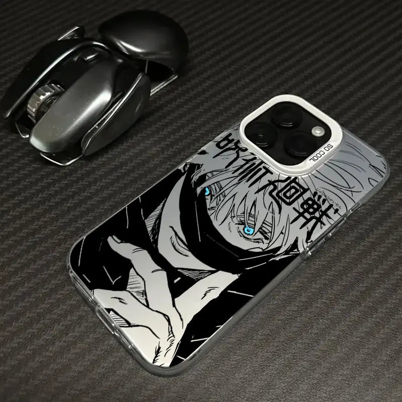 Gojo Azure Gaze Manga Case for iPhone - Silver finish