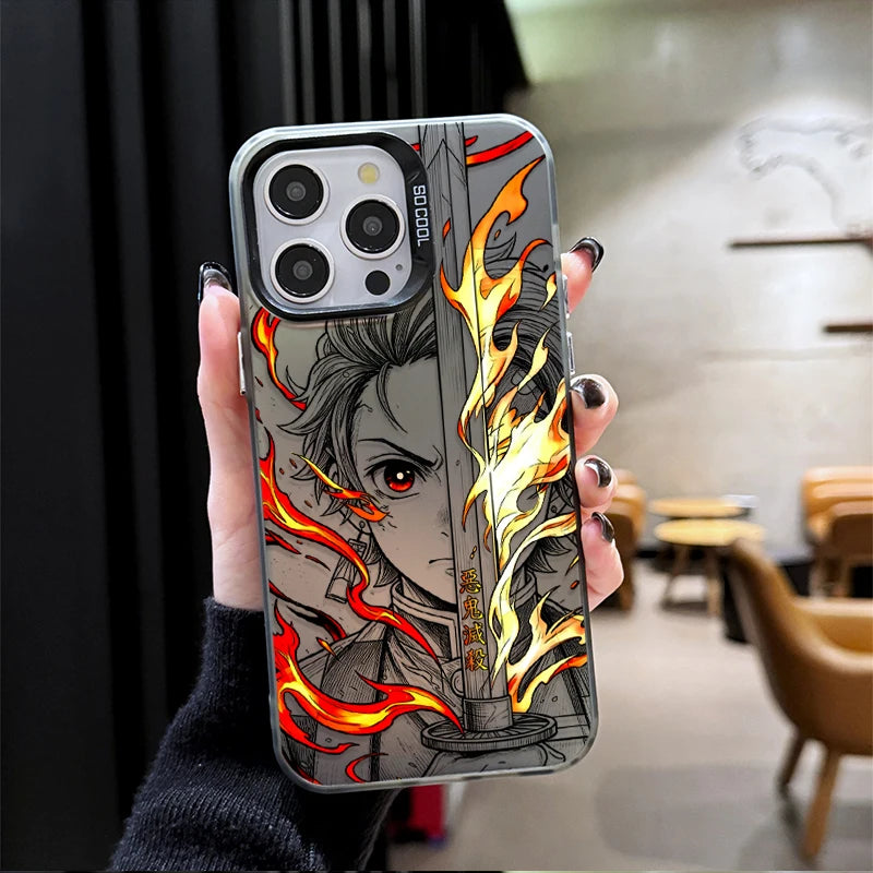 Tanjiro Flame Blade Portrait Case for iPhone - Graphite Black finish