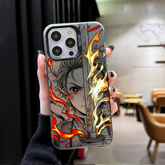 Tanjiro Flame Blade Portrait Case for iPhone - Graphite Black finish