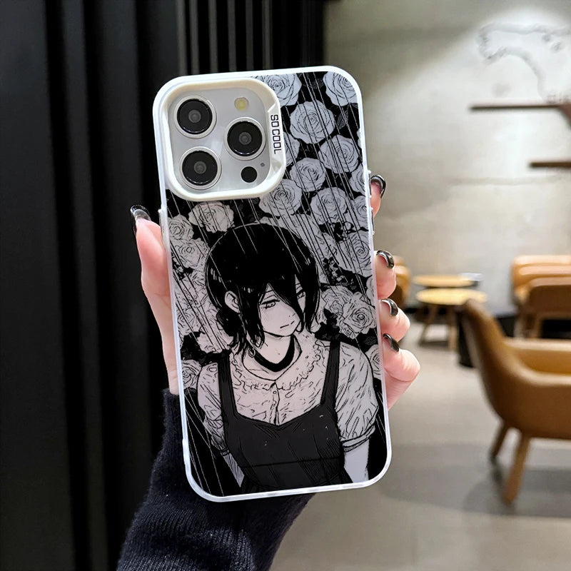 Reze Rose Portrait Case for iPhone - Silver White finish