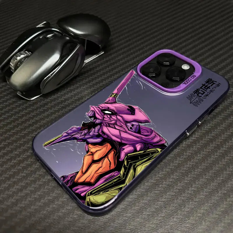 Eva Unit-01 Helmet Portrait Soft Case for iPhone - Violet finish