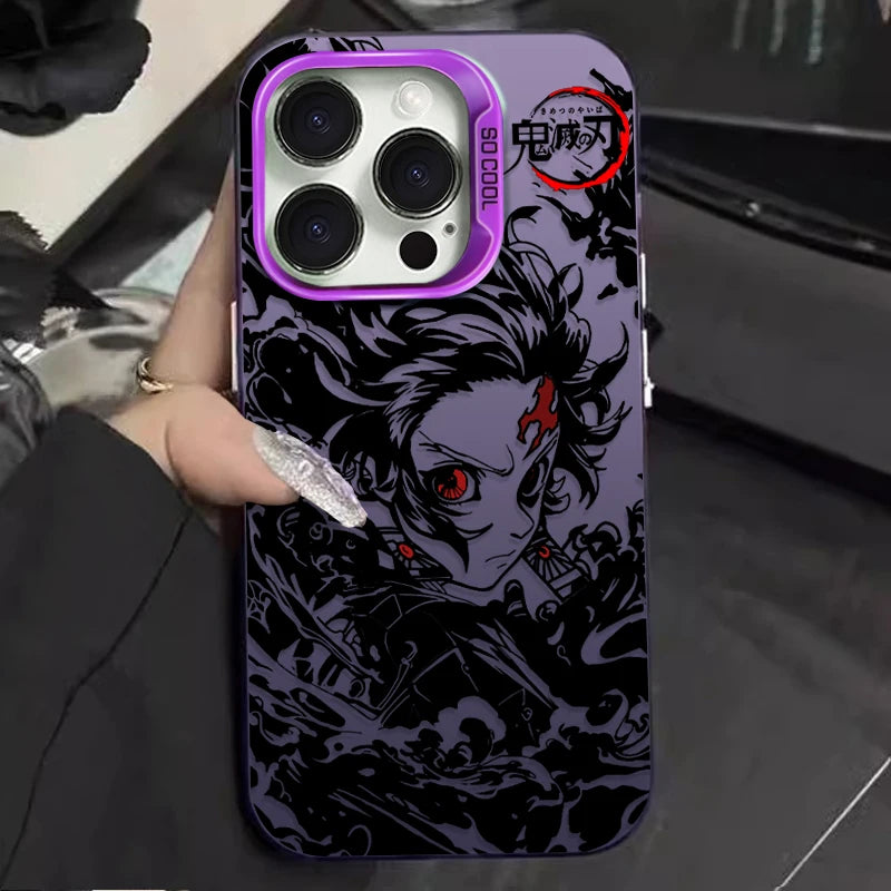 Tanjiro Water Dragon Monochrome Portrait Case for iPhone - Violet aurora finish
