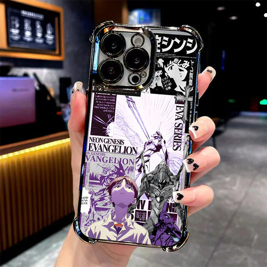 Evangelion Purple Manga Collage Clear Case for iPhone - Clear Chrome finish