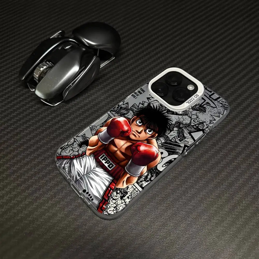 Ippo Red Gloves Manga Collage Case for iPhone - Silver White finish