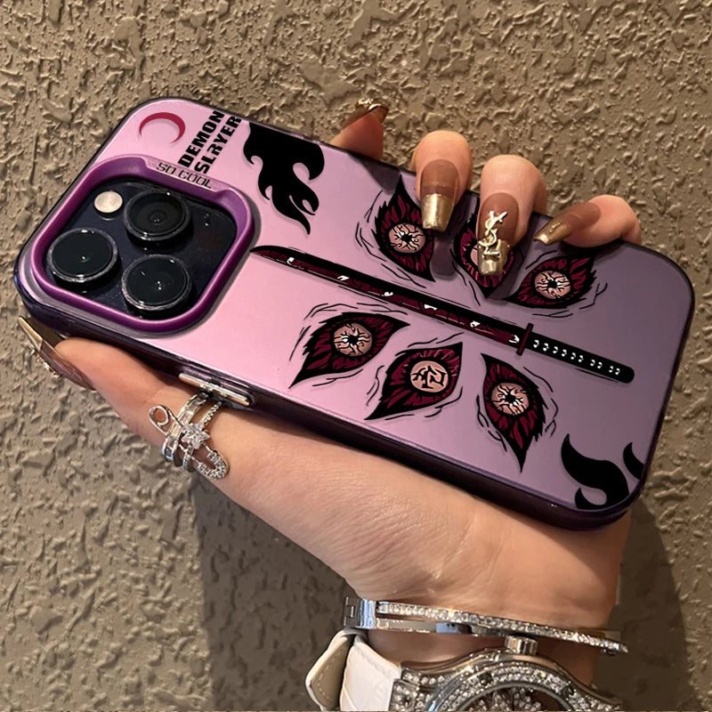 Demon Slayer Nichirin Eye Emblems Case for iPhone - Rose Pink finish
