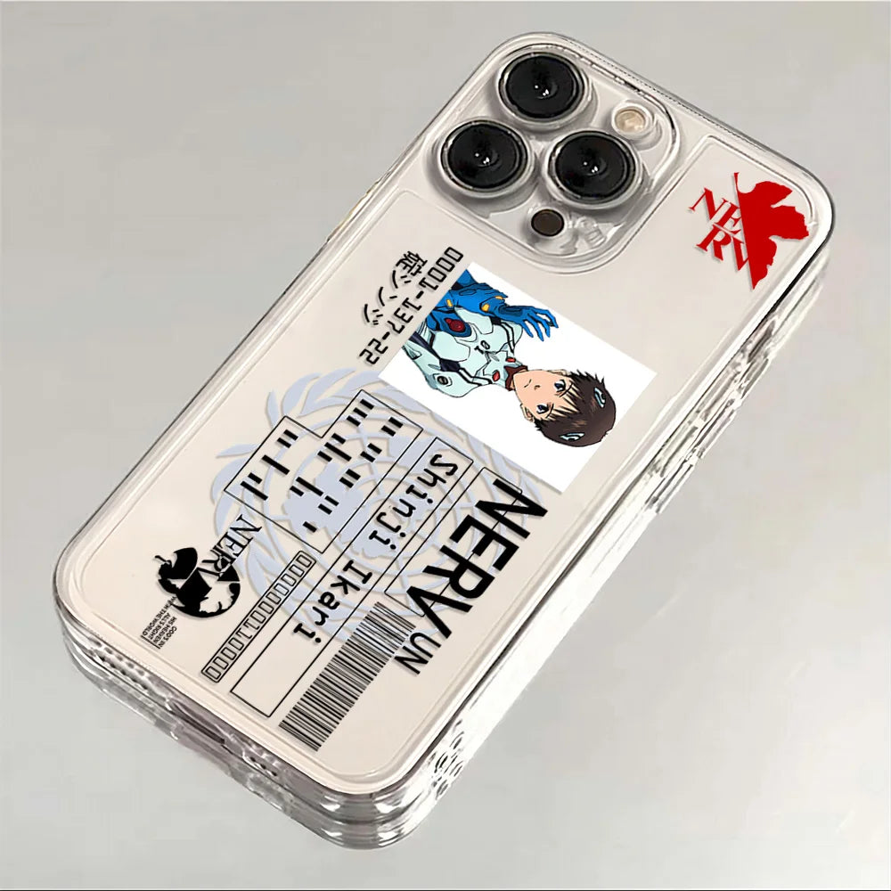 Shinji Ikari NERV ID Card Case for iPhone - Transparent Clear finish