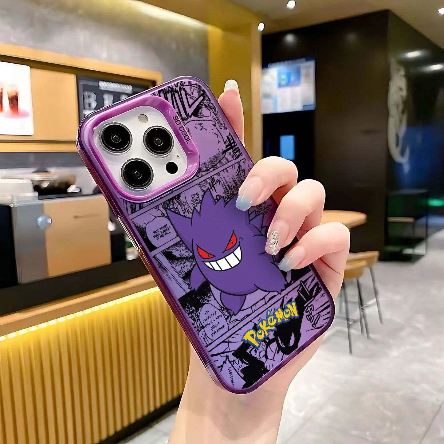 Gengar Manga Collage Case for iPhone - Purple Manga finish