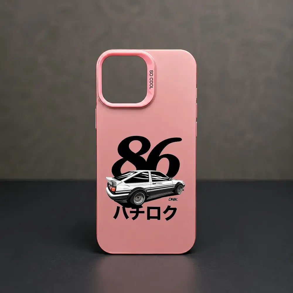White AE86 Hatchback Emblem Case for iPhone - Rose Pink finish