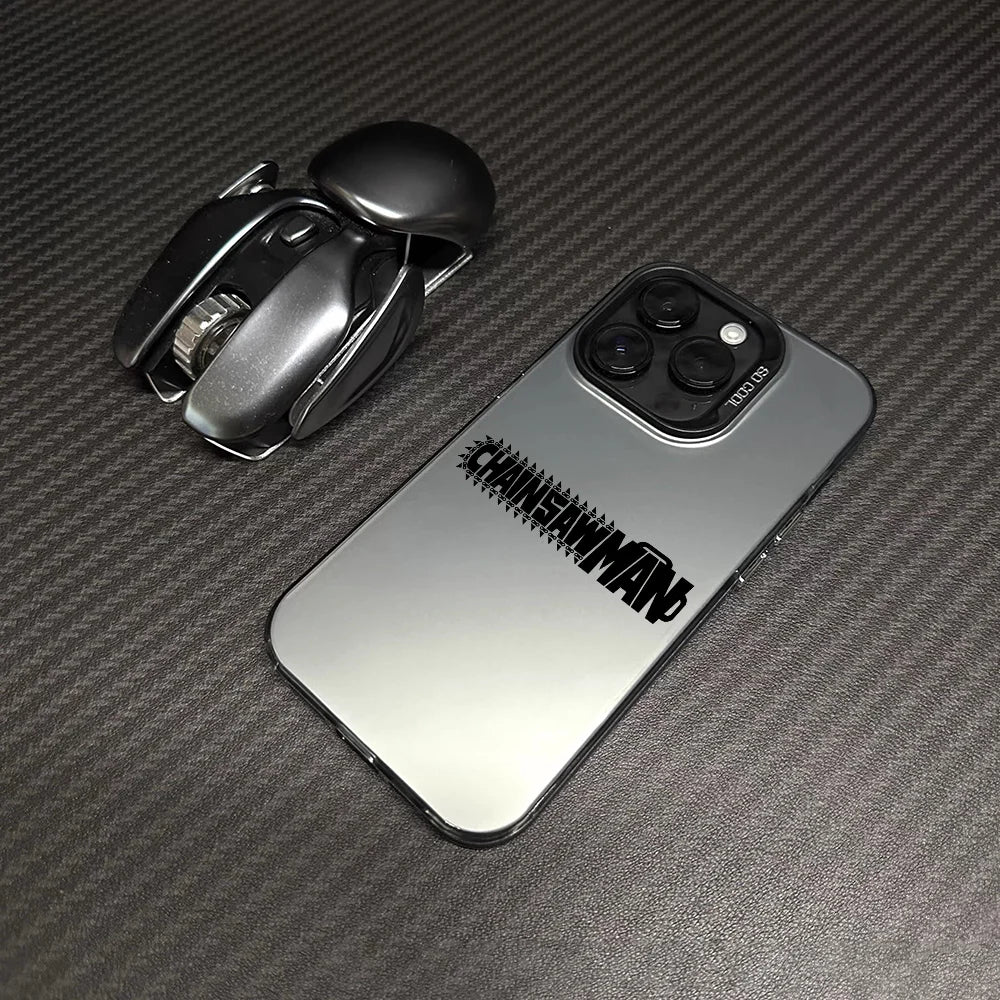 Chainsaw Man Minimal Wordmark Case for iPhone - Silver Black Frame finish