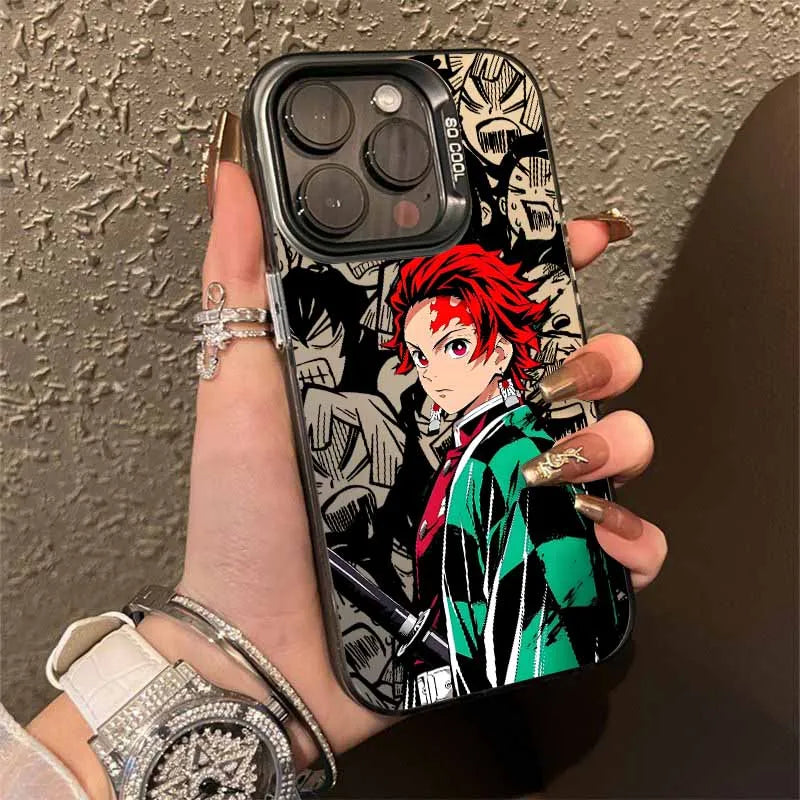 Tanjiro Checkered Haori Portrait Case for iPhone - Smoke Gray finish