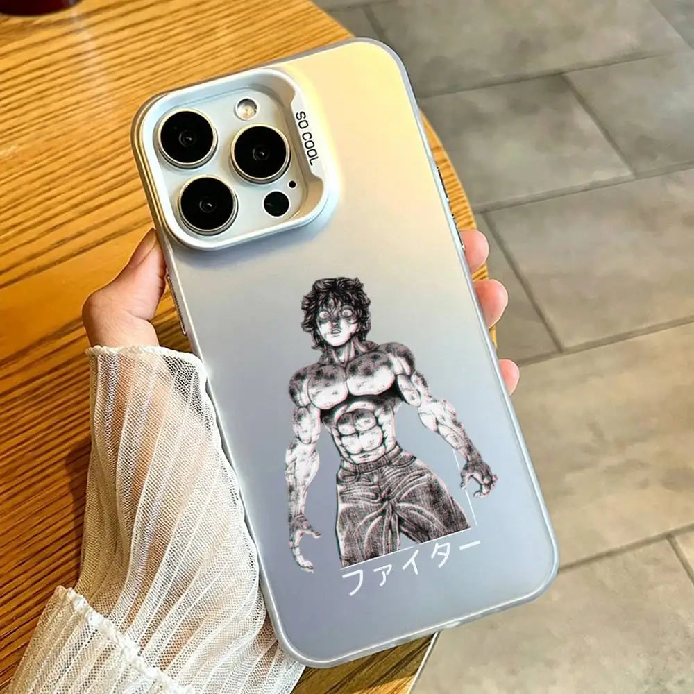 Baki Fighter Sketch Case for iPhone - Pearl Silver finish
