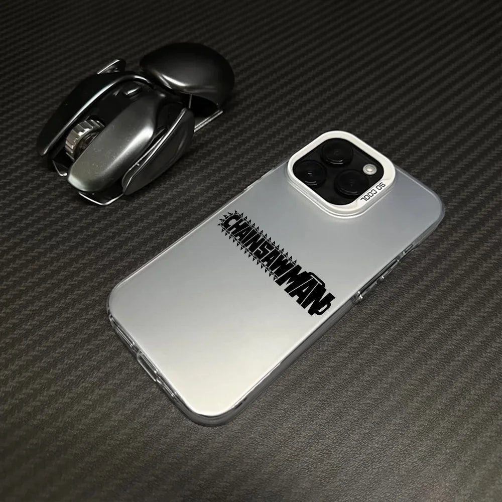 Chainsaw Man Minimal Wordmark Case for iPhone - Silver White Frame finish