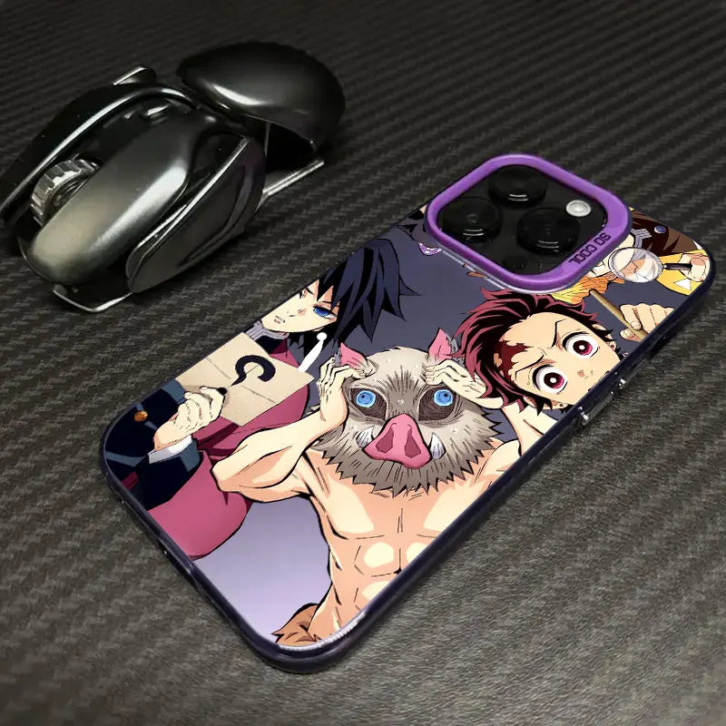 Inosuke and Tanjiro Chibi Squad Case for iPhone - Violet finish