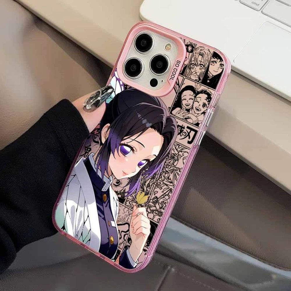 Shinobu Butterfly Manga Collage Case for iPhone - Rose Pink finish